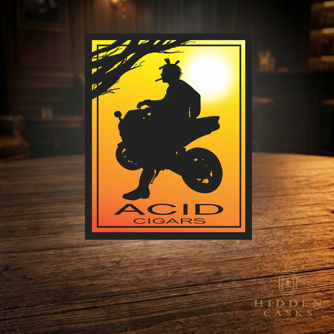 ACID infused cigar collection displayed in modern lounge setting with aromatic atmosphere