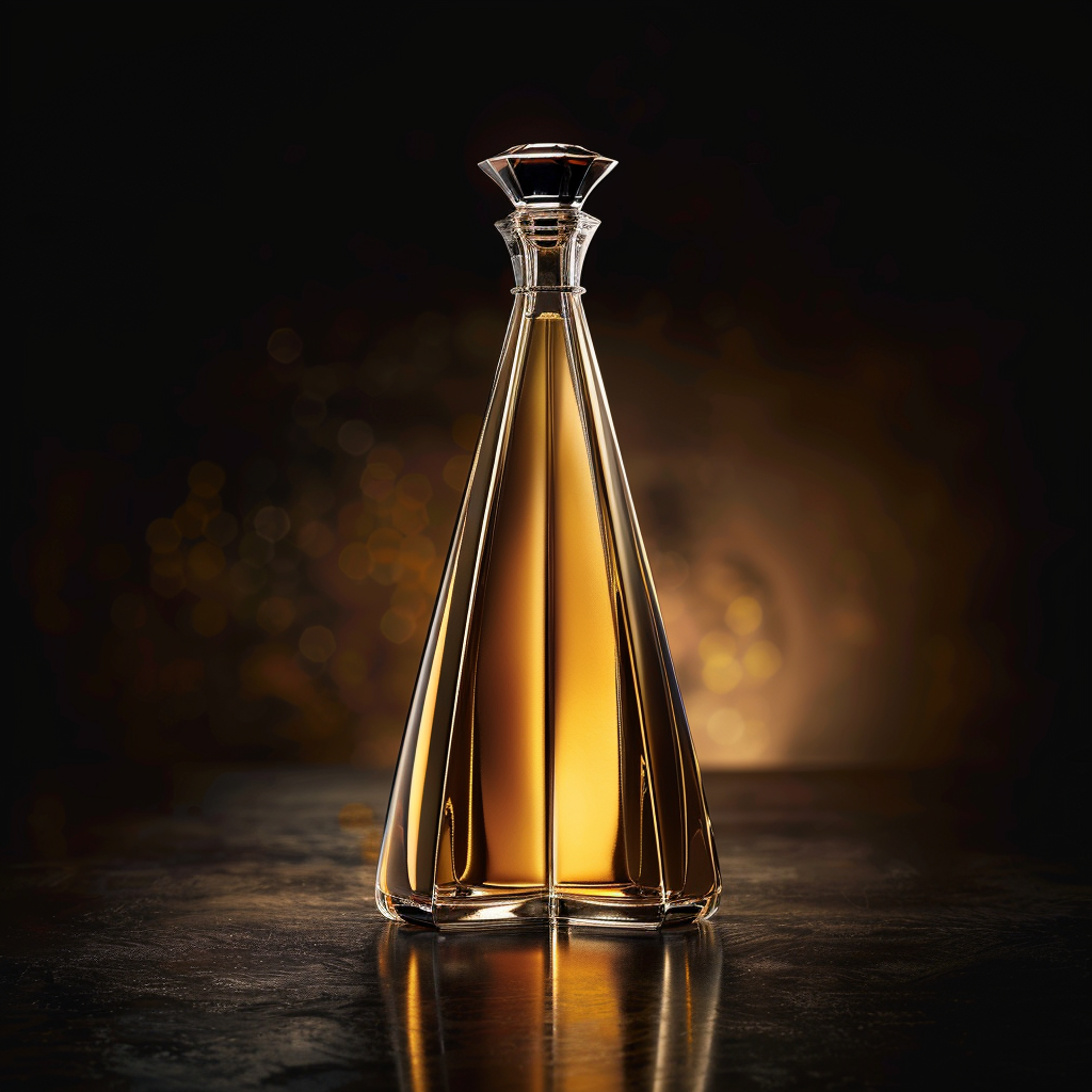 Premium reposado tequila bottle with soft golden lighting and modern luxury presentation