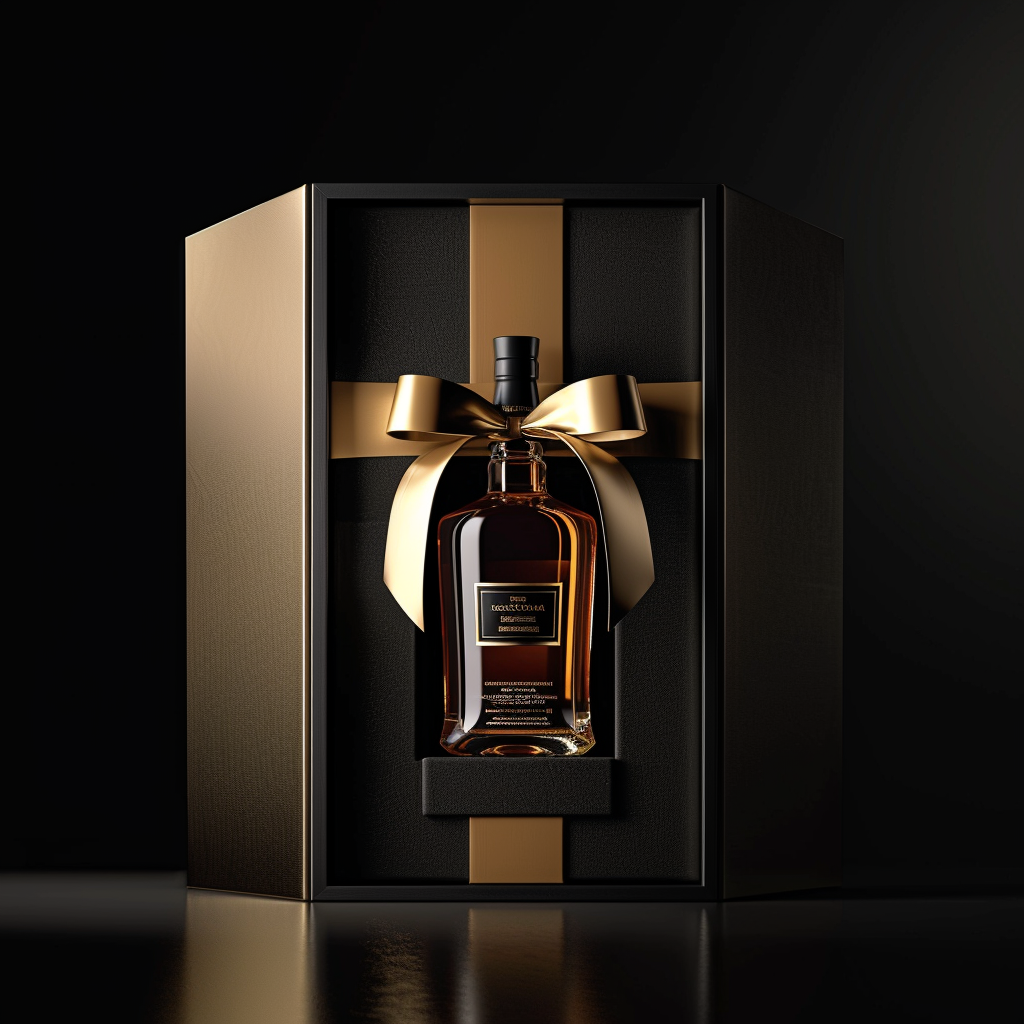 Luxury spirits gift set with premium packaging and gold accents