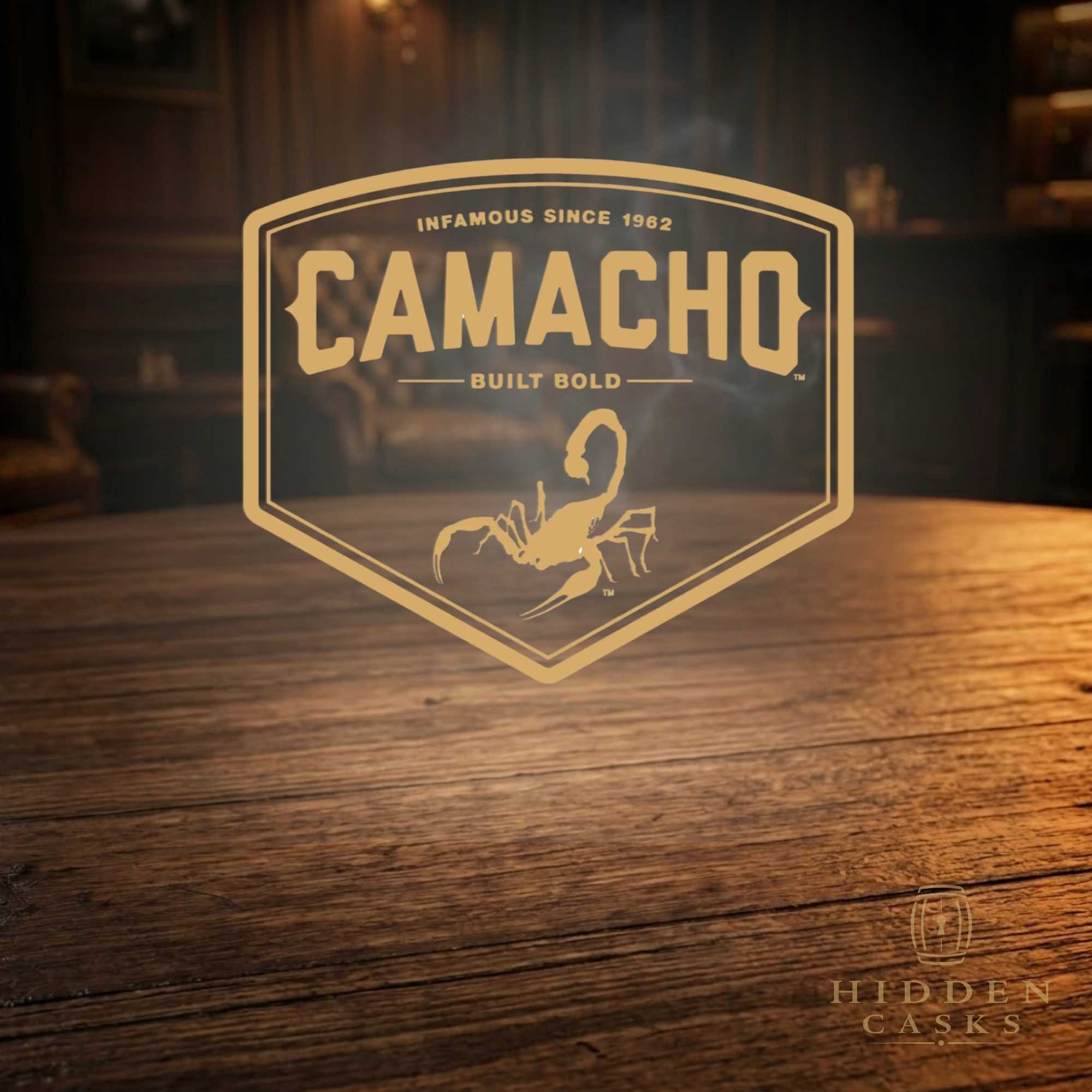 Camacho cigar collection displayed in luxury lounge setting with bold premium atmosphere