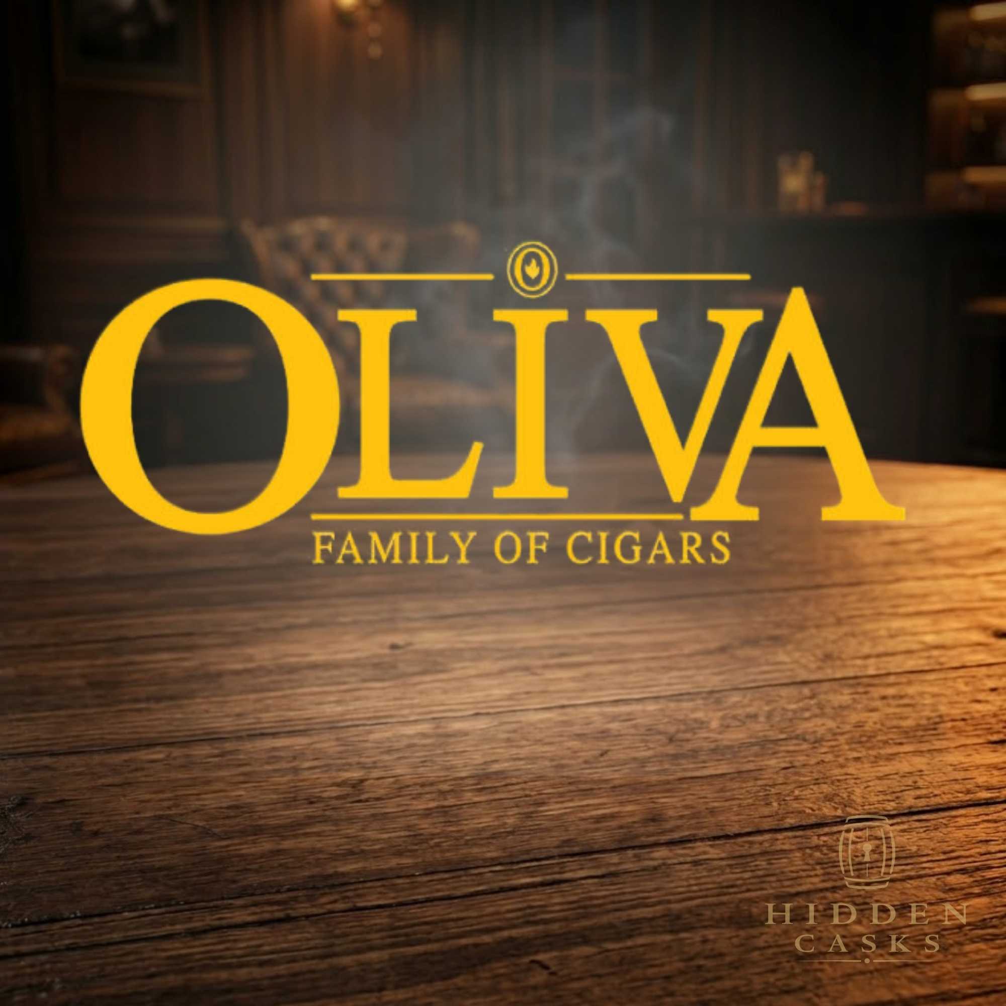 Oliva cigar collection displayed in refined luxury lounge setting with premium atmosphere