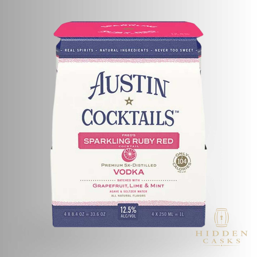 Austin Cocktails Sparkling Ruby Red Vodka Grapefruit Lime and Mint 4 pack 355 ML