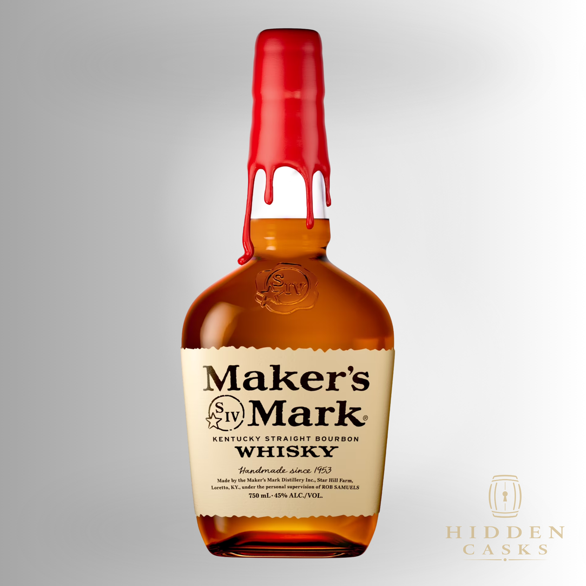 Maker’s Mark Kentucky Straight Bourbon 750ml bottle with signature red wax seal