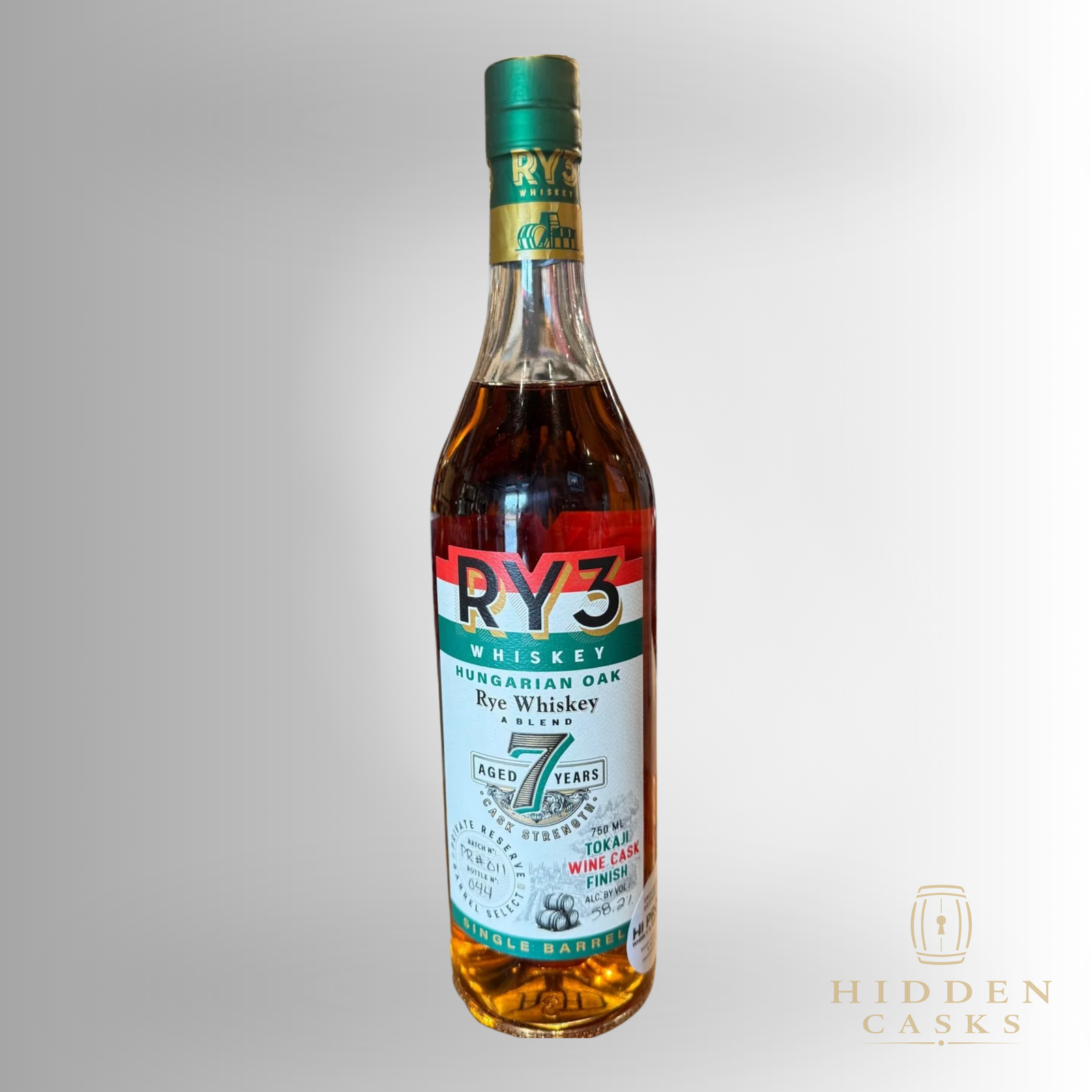 RY3 Whiskey Hungarian Oak 7 Year Tokaji Wine Cask Finish Single Barrel 750ml