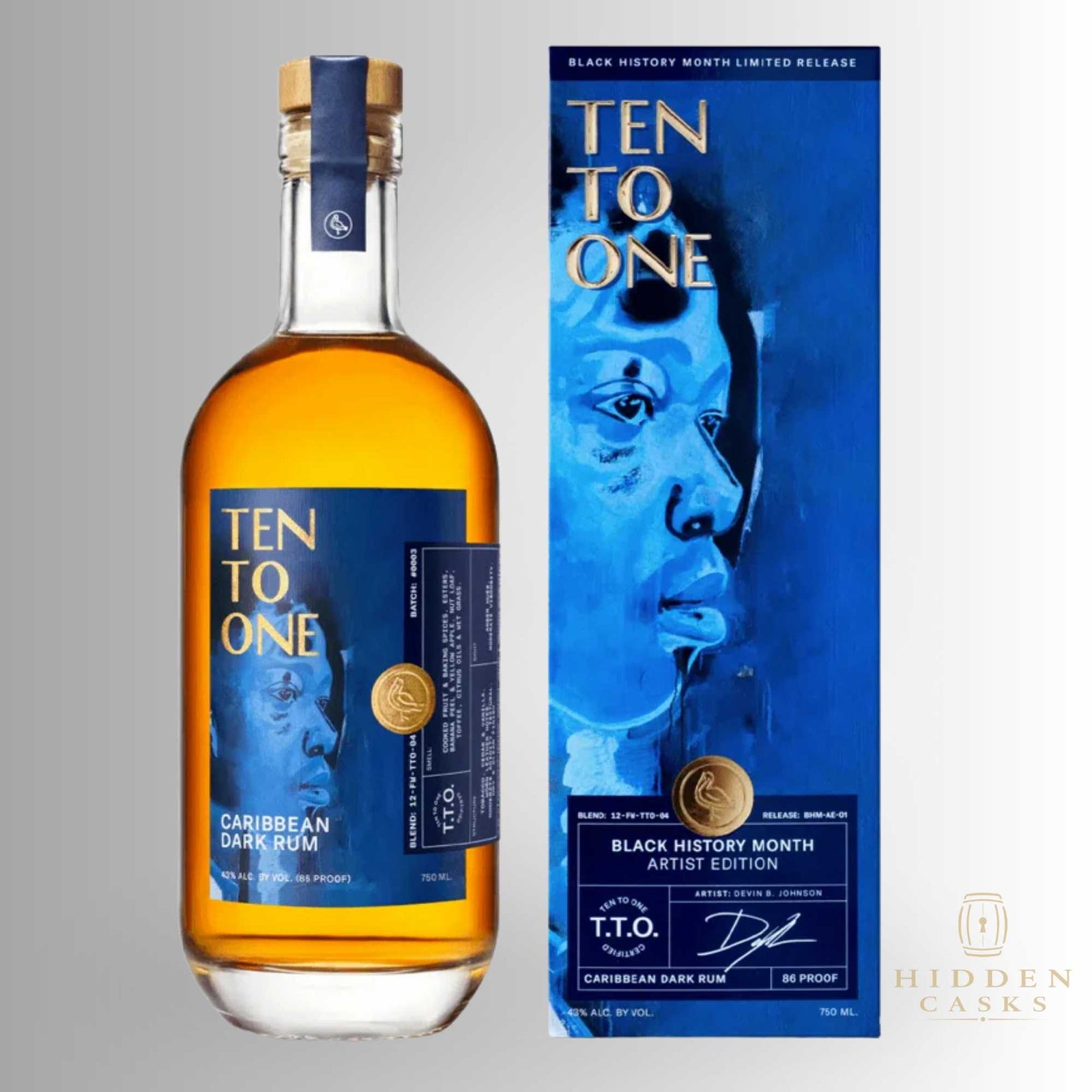 Ten To One Black History Month Artist Devin B Johnson Edition Caribbean Dark Rum 750 ml
