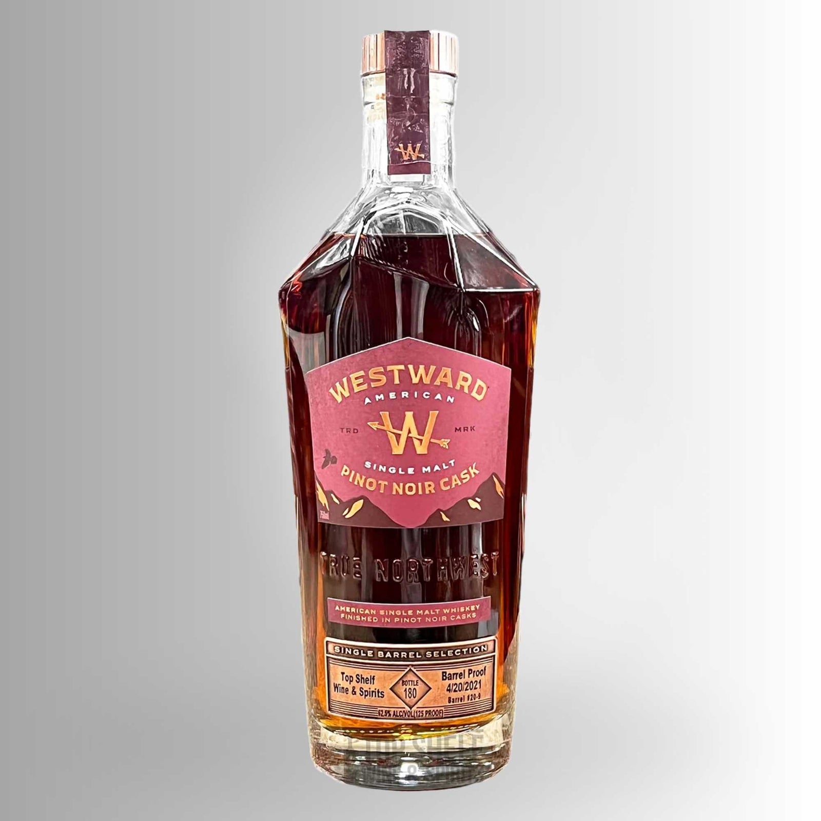 Top Shelf Barrel Pick - Westward American Single Malt Pinot Noir Cask Strength Single Barrel Whiskey 2021 750 ml