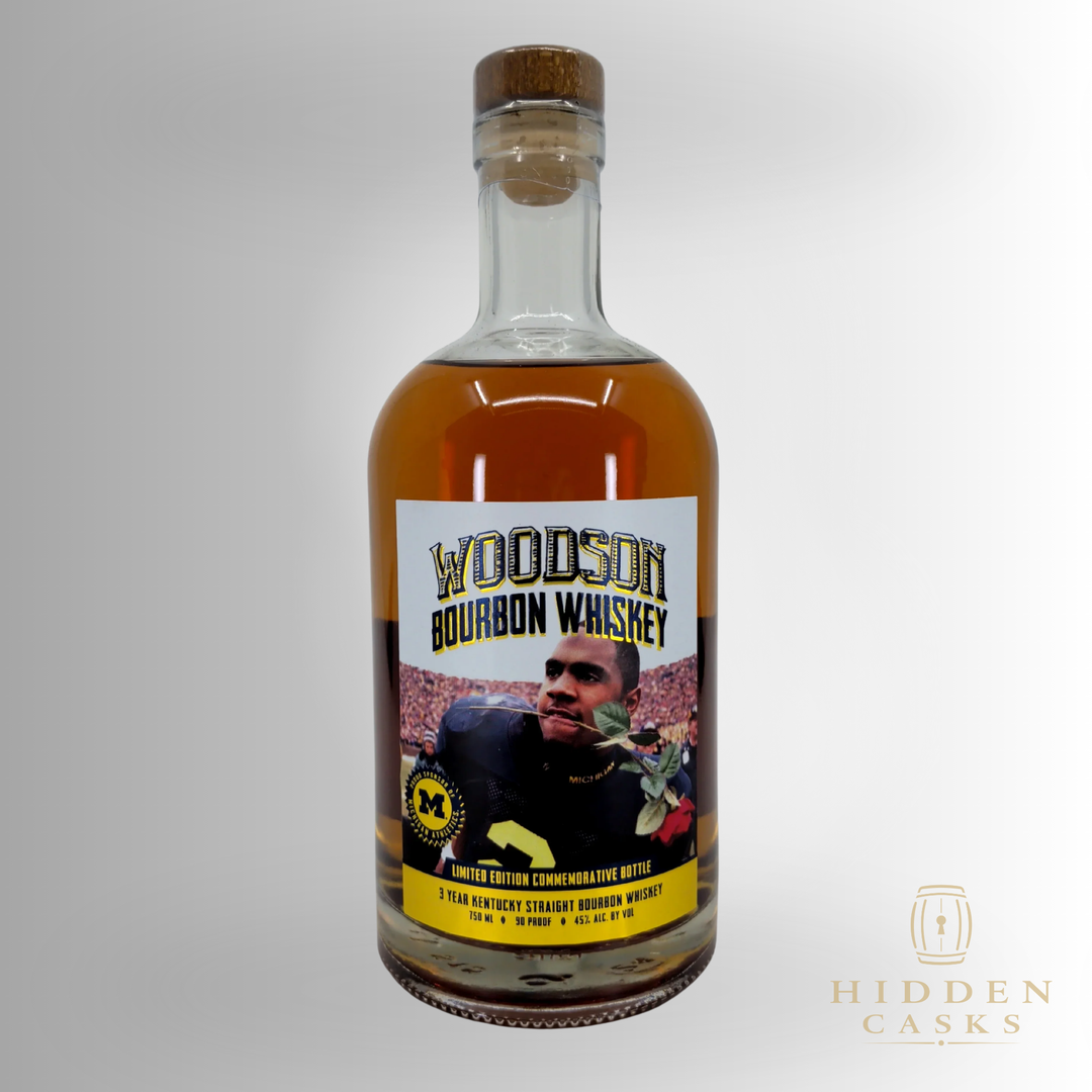 Woodson Whiskey *Signed Edition University of Michigan Charles Woodson "Rose In Mouth" Limited Edition Commemorative Bottle 750ml