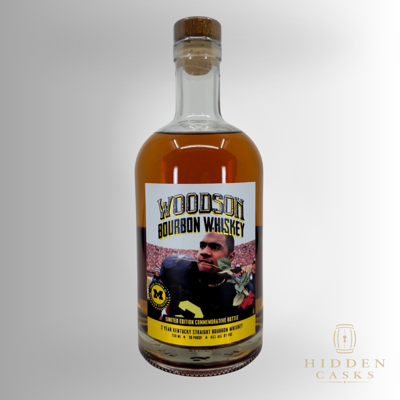 Woodson Whiskey *Signed Edition University of Michigan Charles Woodson "Rose In Mouth" Limited Edition Commemorative Bottle 750ml