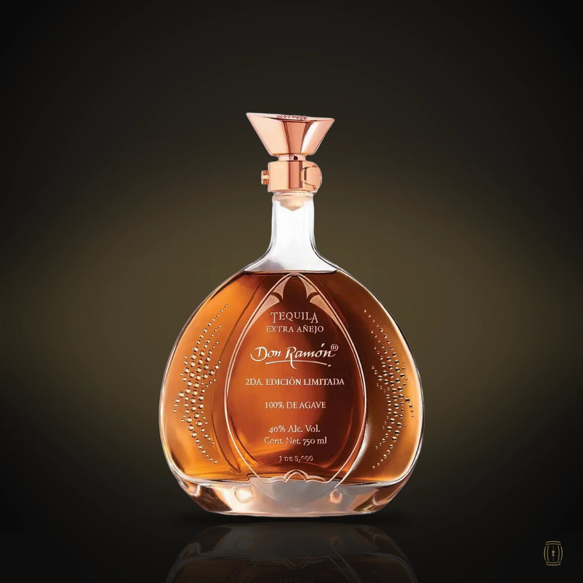 Don Ramón Swarovski Limited Edition extra añejo tequila crystal decanter with copper stopper