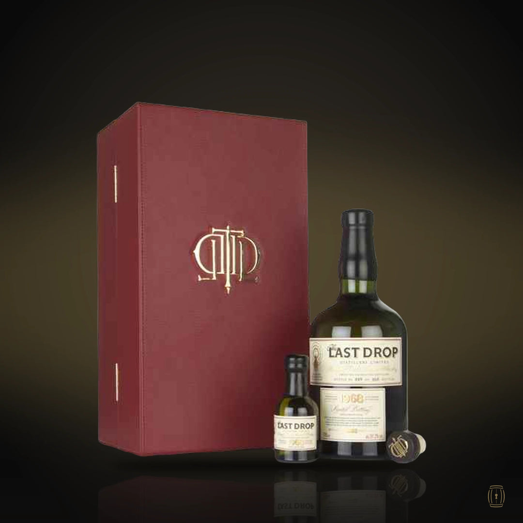 The Last Drop 1968 Glenrothes Cask 13508 750ml bottle with red case and miniature