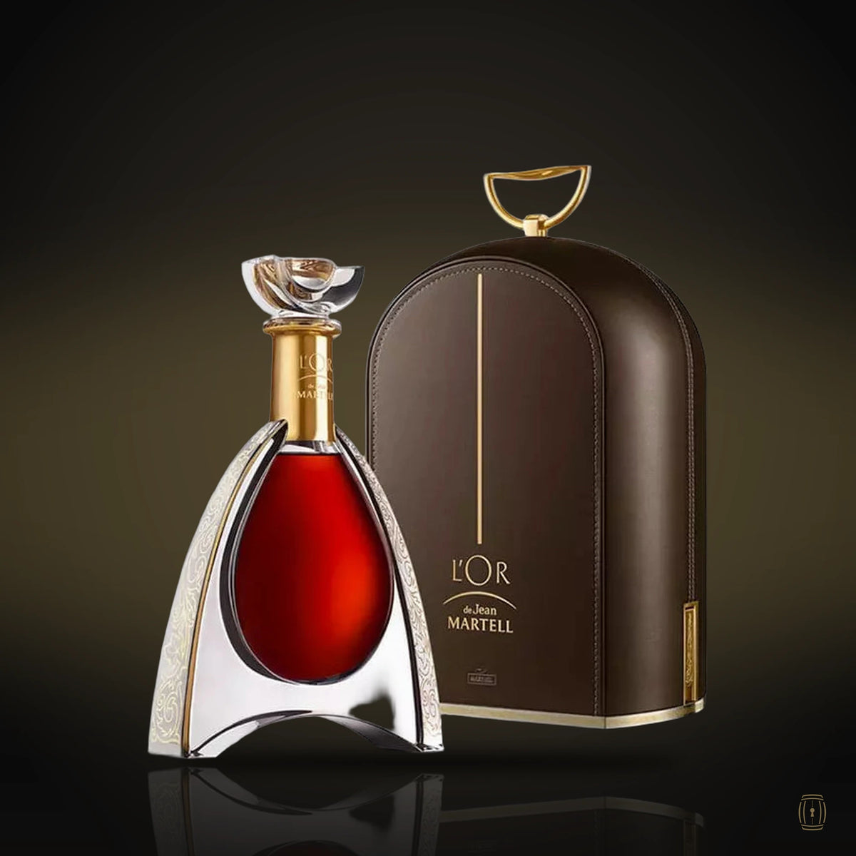 L'Or de Jean Martell cognac crystal decanter with leather presentation case