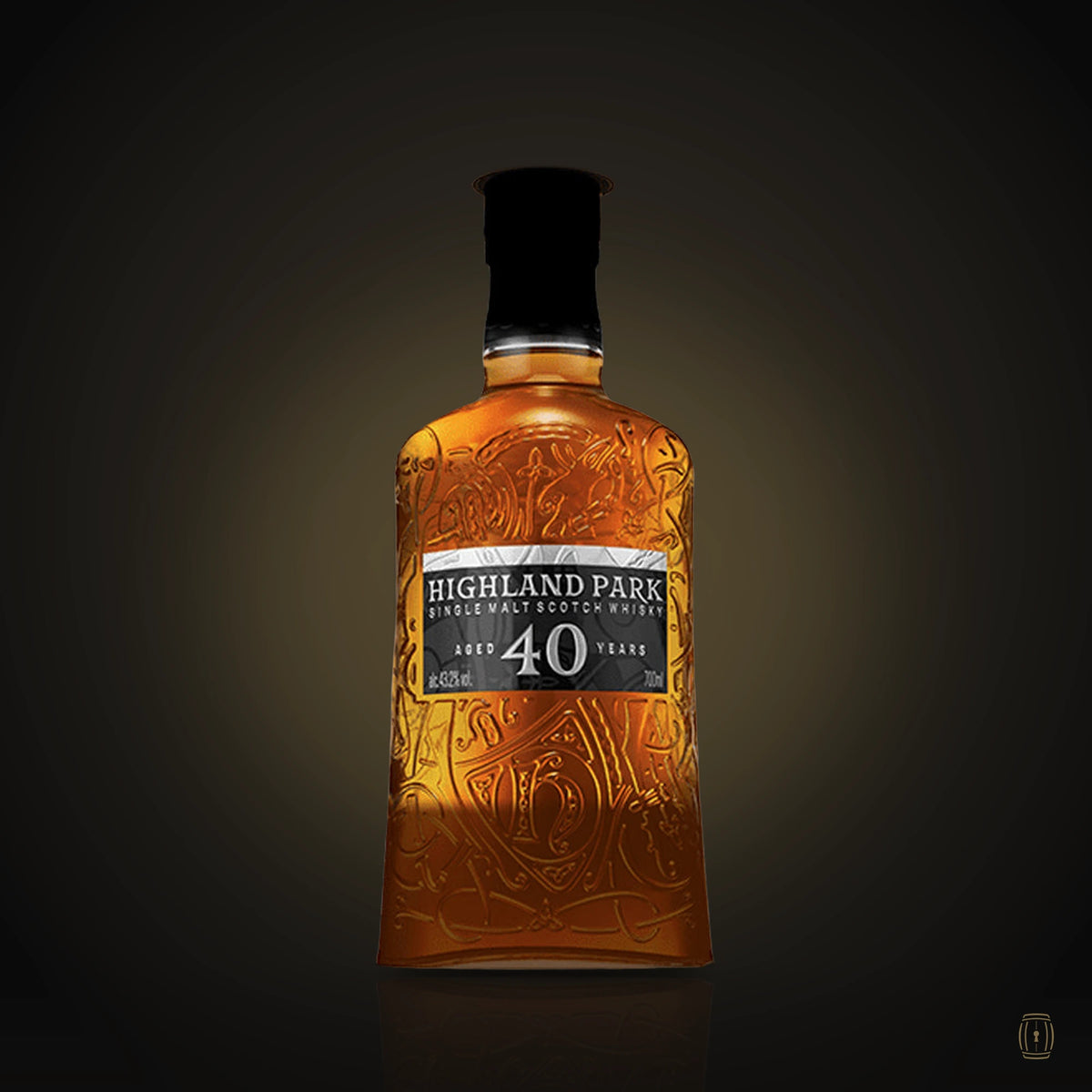 Highland Park 40 Year Old Spring 2019 Release single malt bottle in oak frame