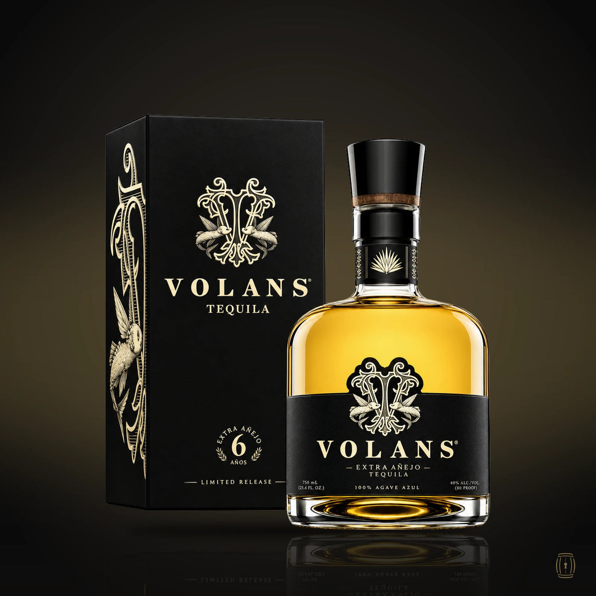 Volans Extra Añejo 6 year Limited Release No. 01 tequila bottle with black box