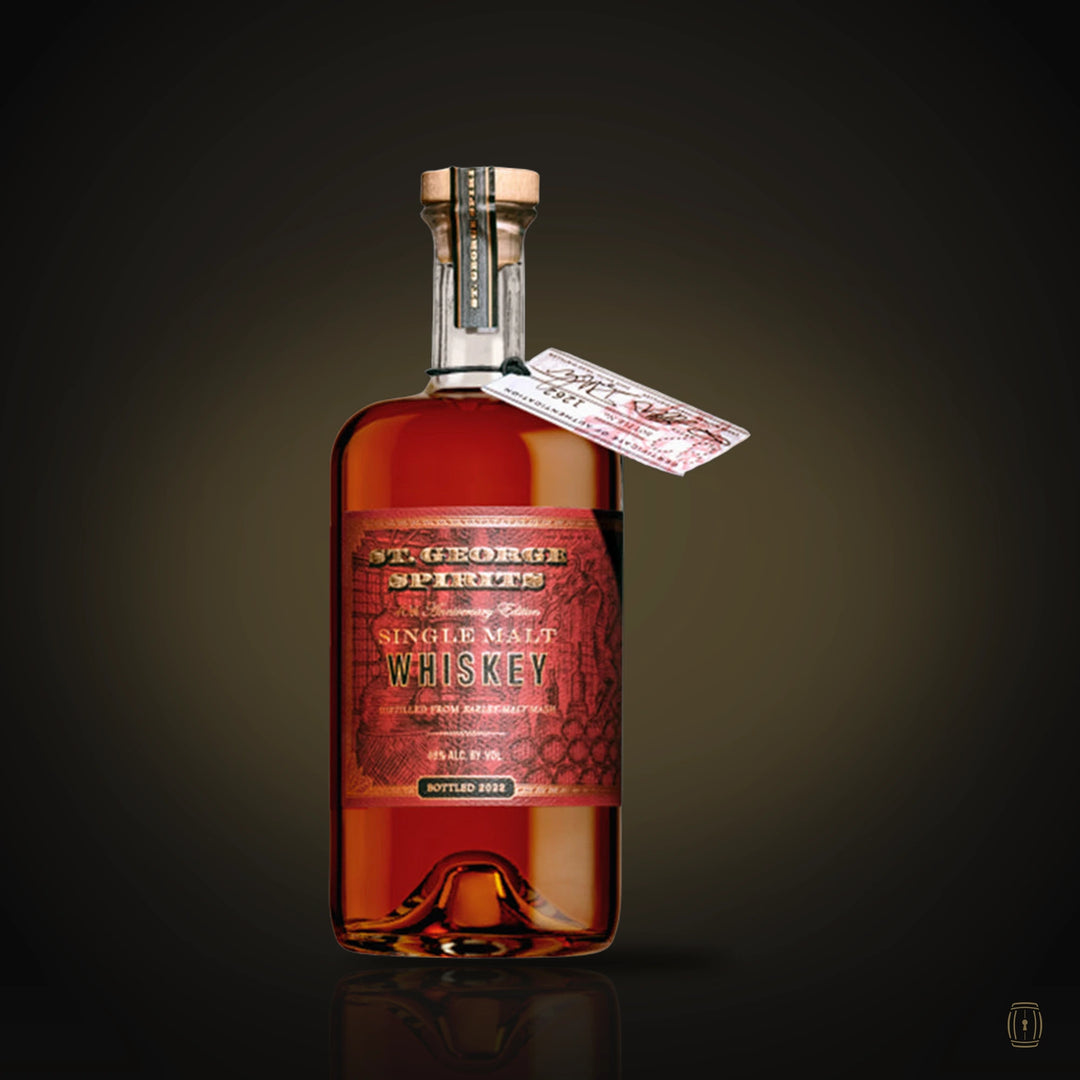 St. George Spirits 40th Anniversary Edition single malt whiskey in grey display box