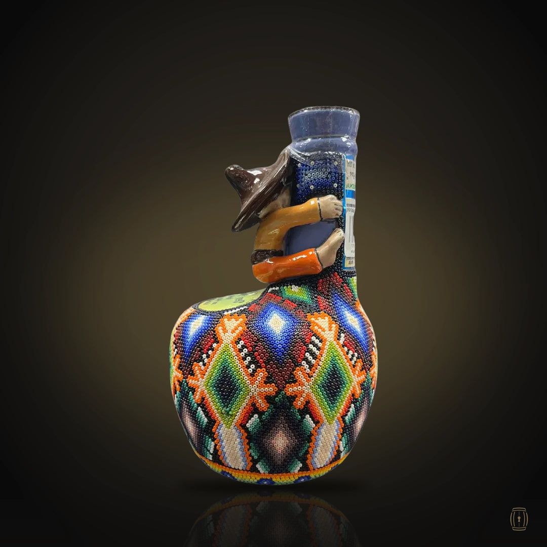 Don Pipocho Extra Añejo tequila beaded chaquira ceramic decanter with sombrero figure