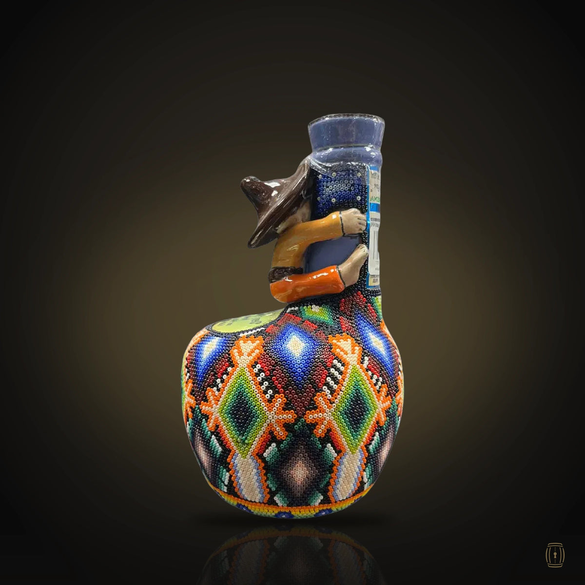 Don Pipocho Extra Añejo tequila beaded chaquira ceramic decanter with sombrero figure