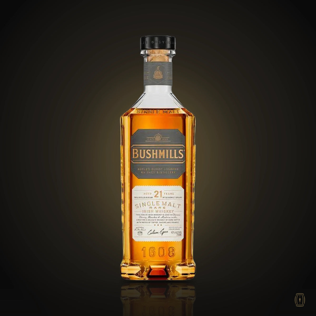 Bushmills 21 Year Old single malt Irish whiskey bottle