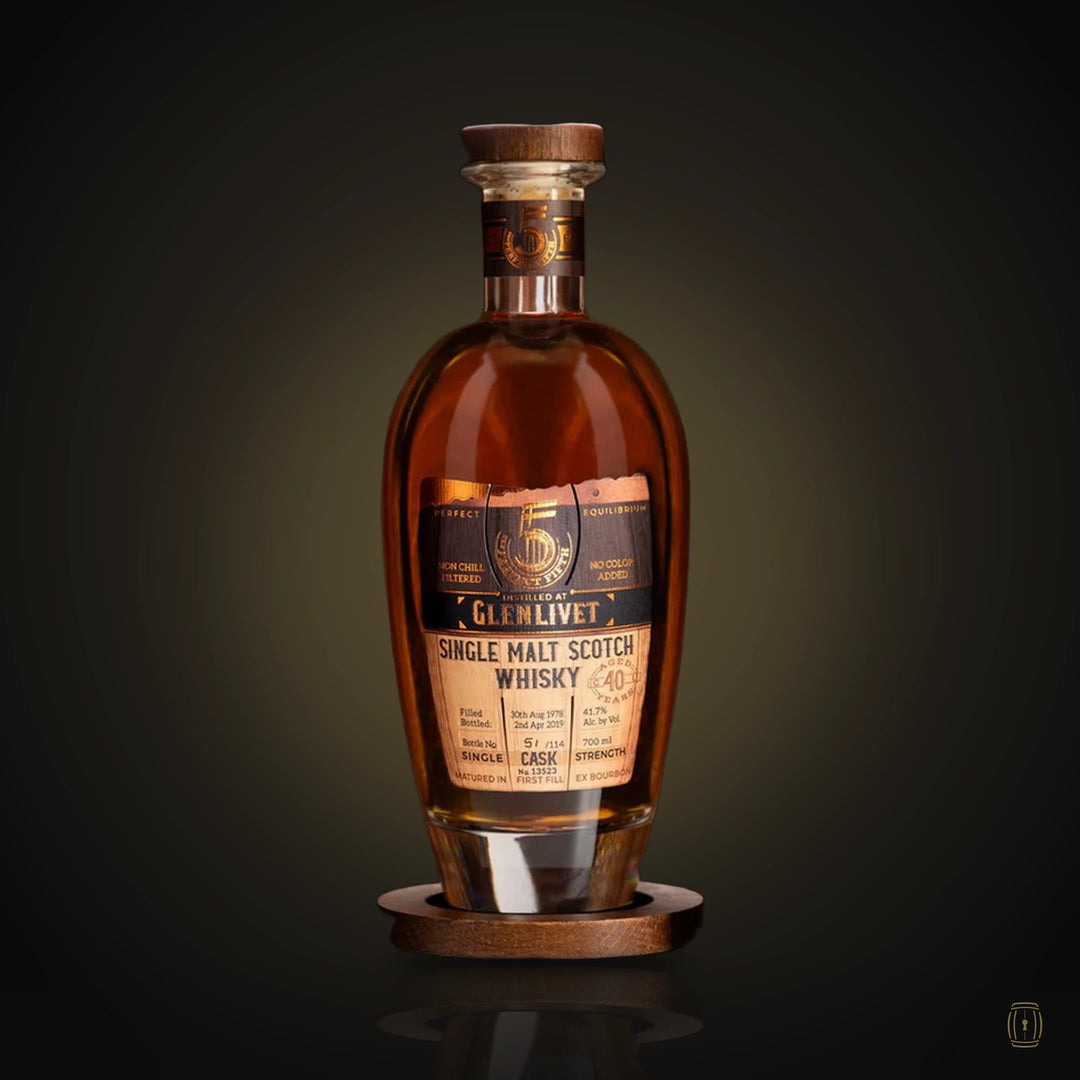The Perfect Fifth Glenlivet 40 Year Old single cask whisky in wooden barrel case