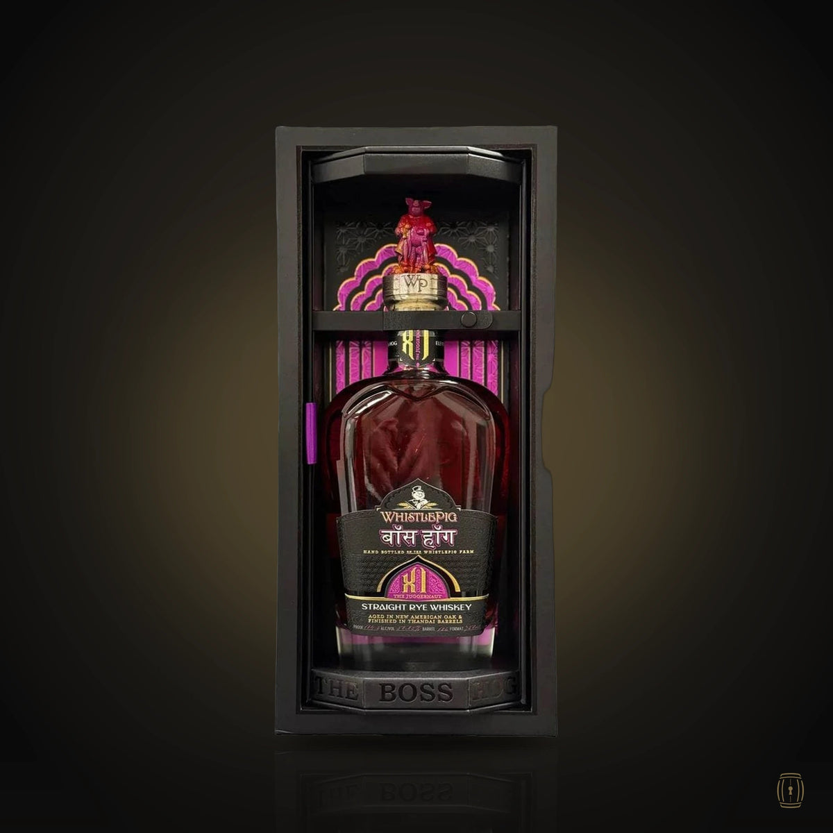 WhistlePig The Boss Hog XI The Juggernaut rye bottle with elephant pewter topper