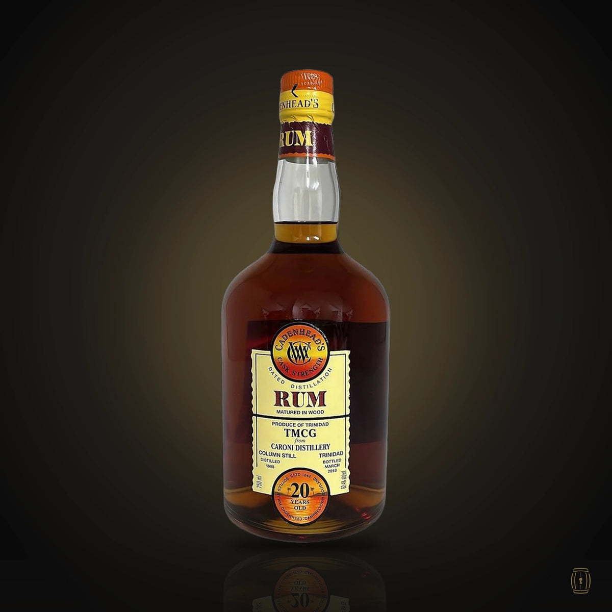 Cadenhead's Caroni TMCG 1998 20 year old cask strength Trinidad rum bottle