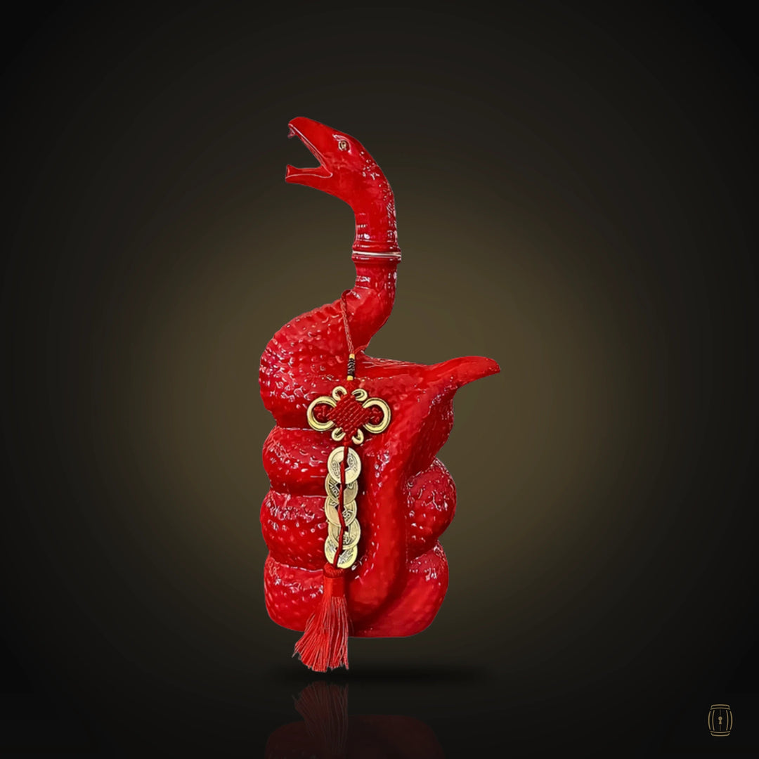 Skorpios 1618 Year of the Snake extra añejo tequila red coiled snake decanter