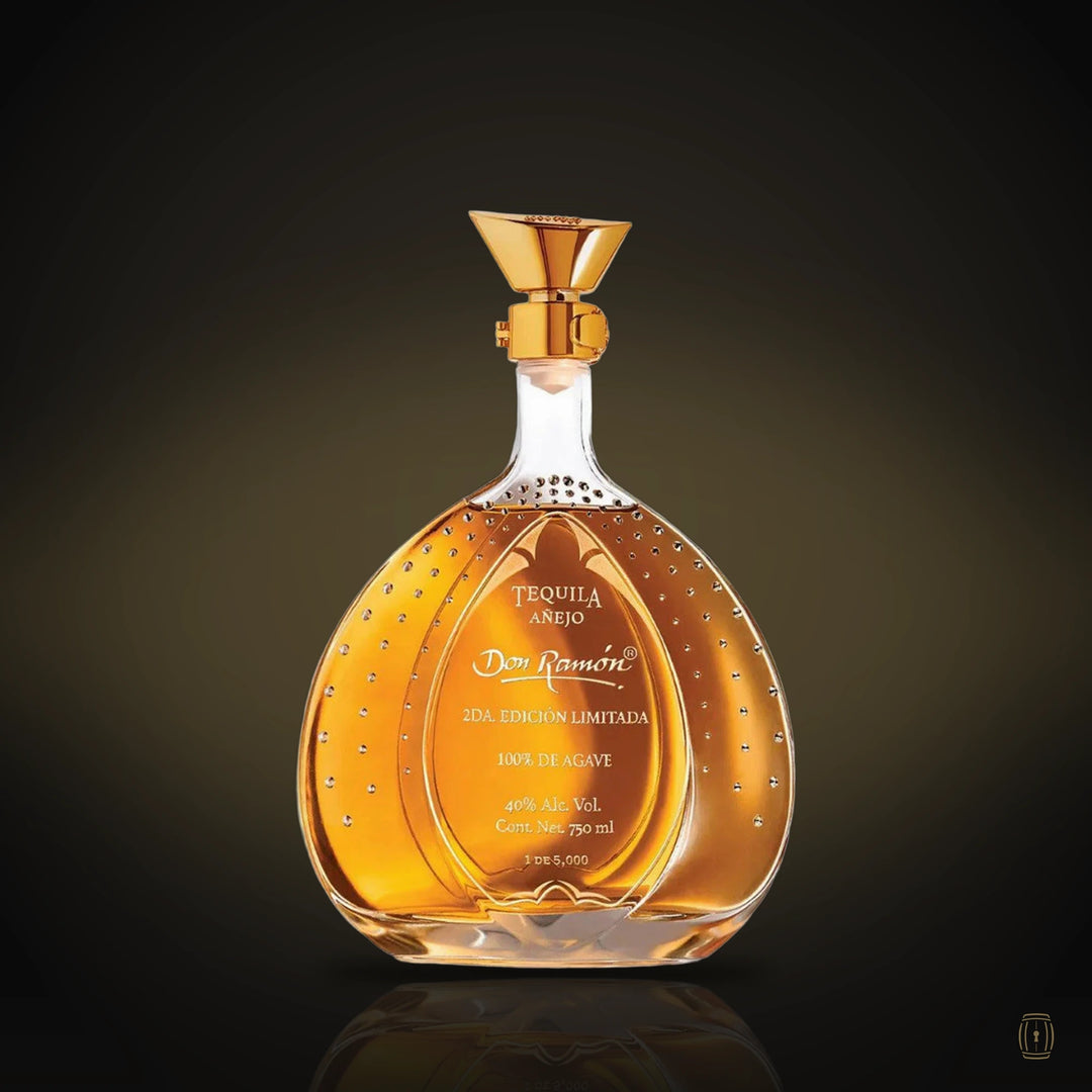 Don Ramón Swarovski Limited Edition añejo tequila decanter with gold stopper