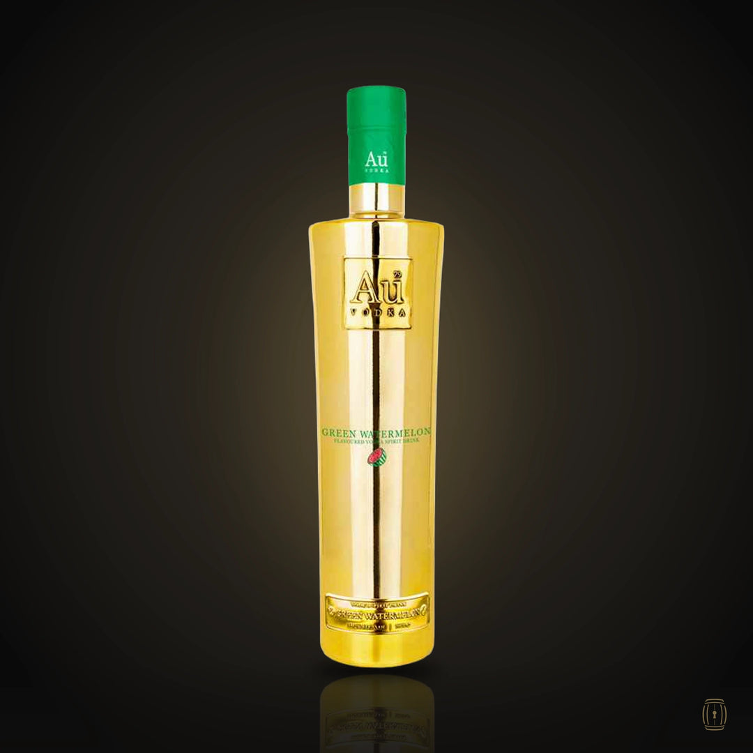 Au Vodka Green Watermelon gold bottle with green top