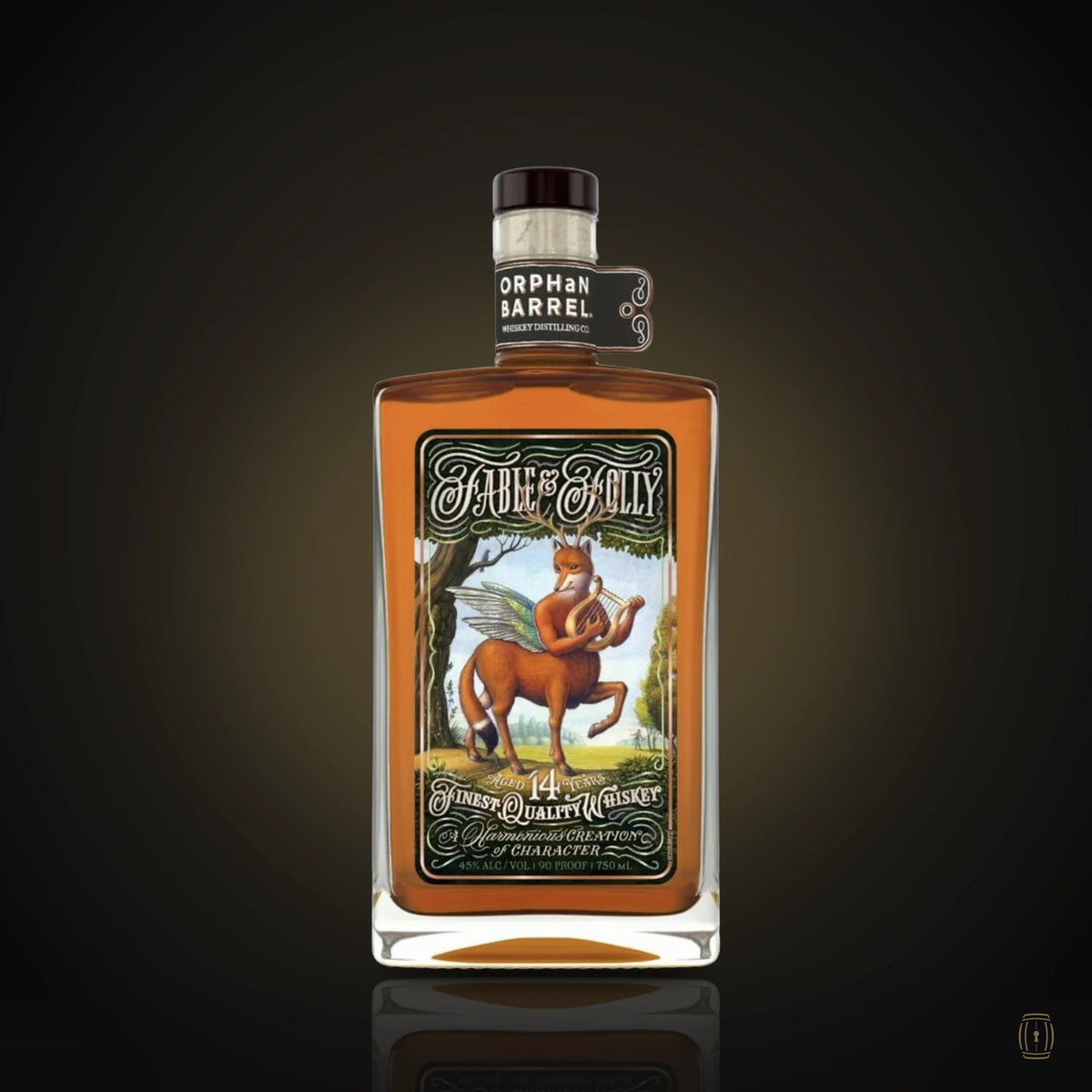 Orphan Barrel Fable and Folly 14 year whiskey bottle with storybook label