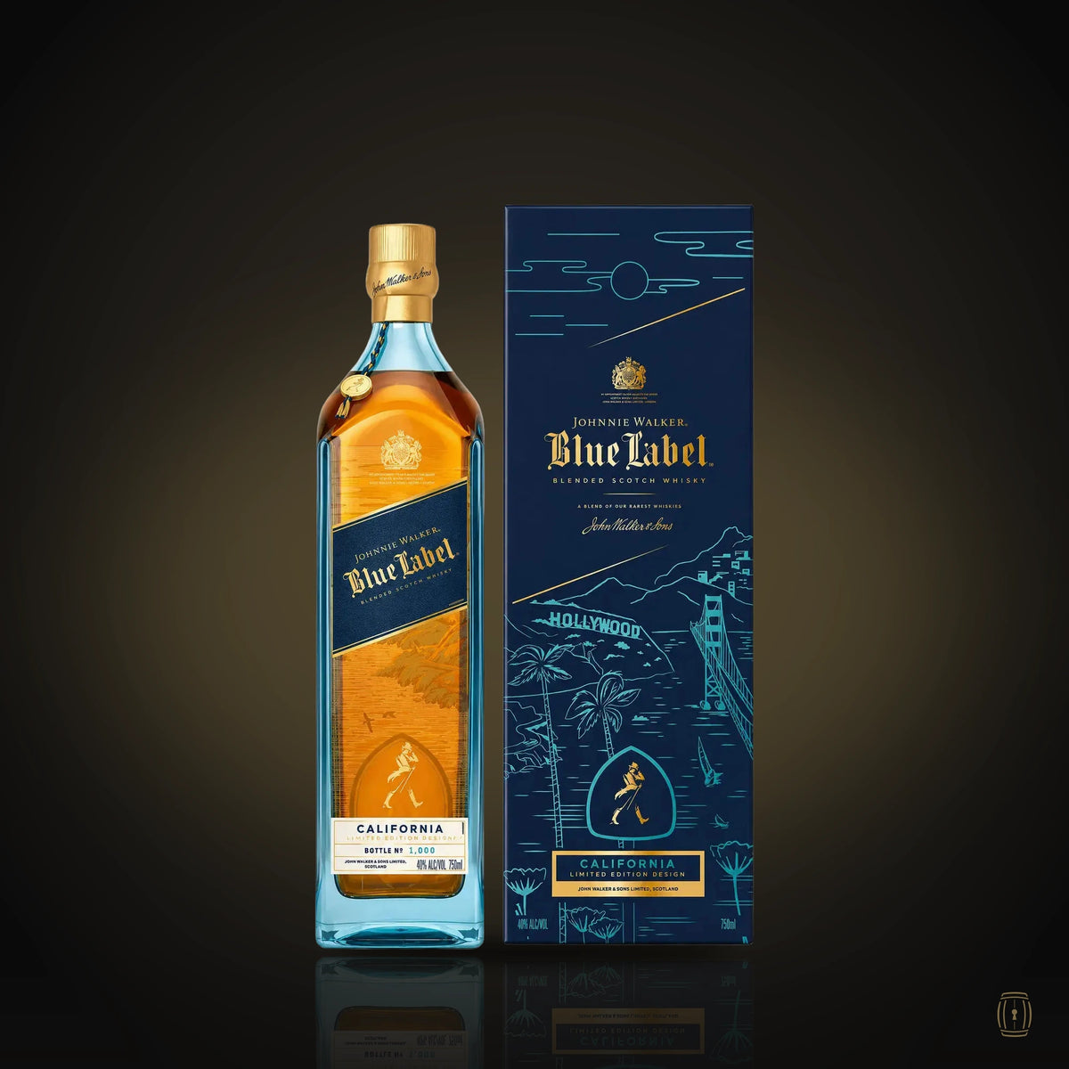 Johnnie Walker Blue Label California limited edition bottle with gift box