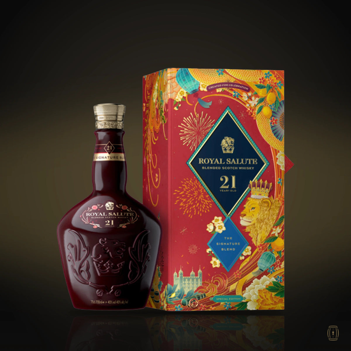 Royal Salute 21 Year Old Lunar New Year Edition ruby flagon with red gift box