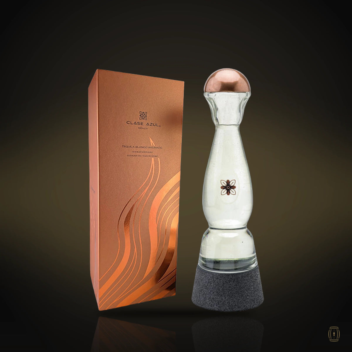 Clase Azul Tequila Blanco Ahumado decanter with copper box