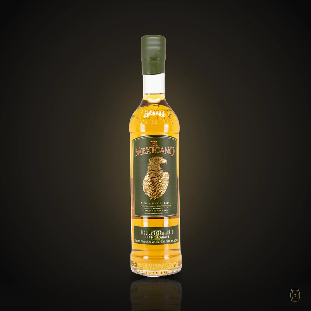 El Mexicano Extra Añejo tequila amber bottle with eagle label