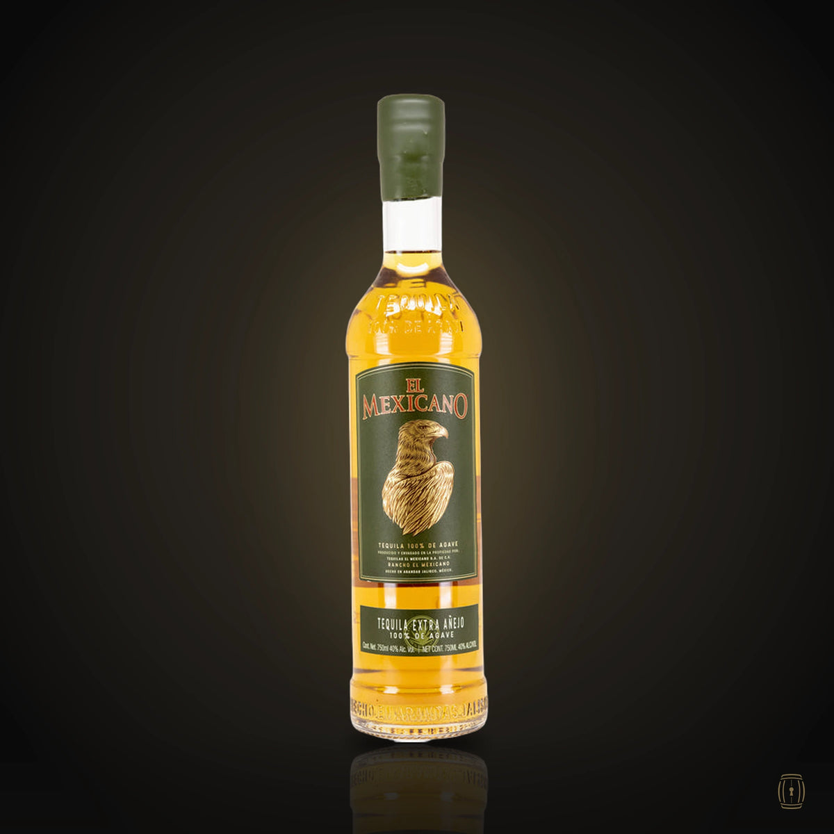 El Mexicano Extra Añejo tequila amber bottle with eagle label