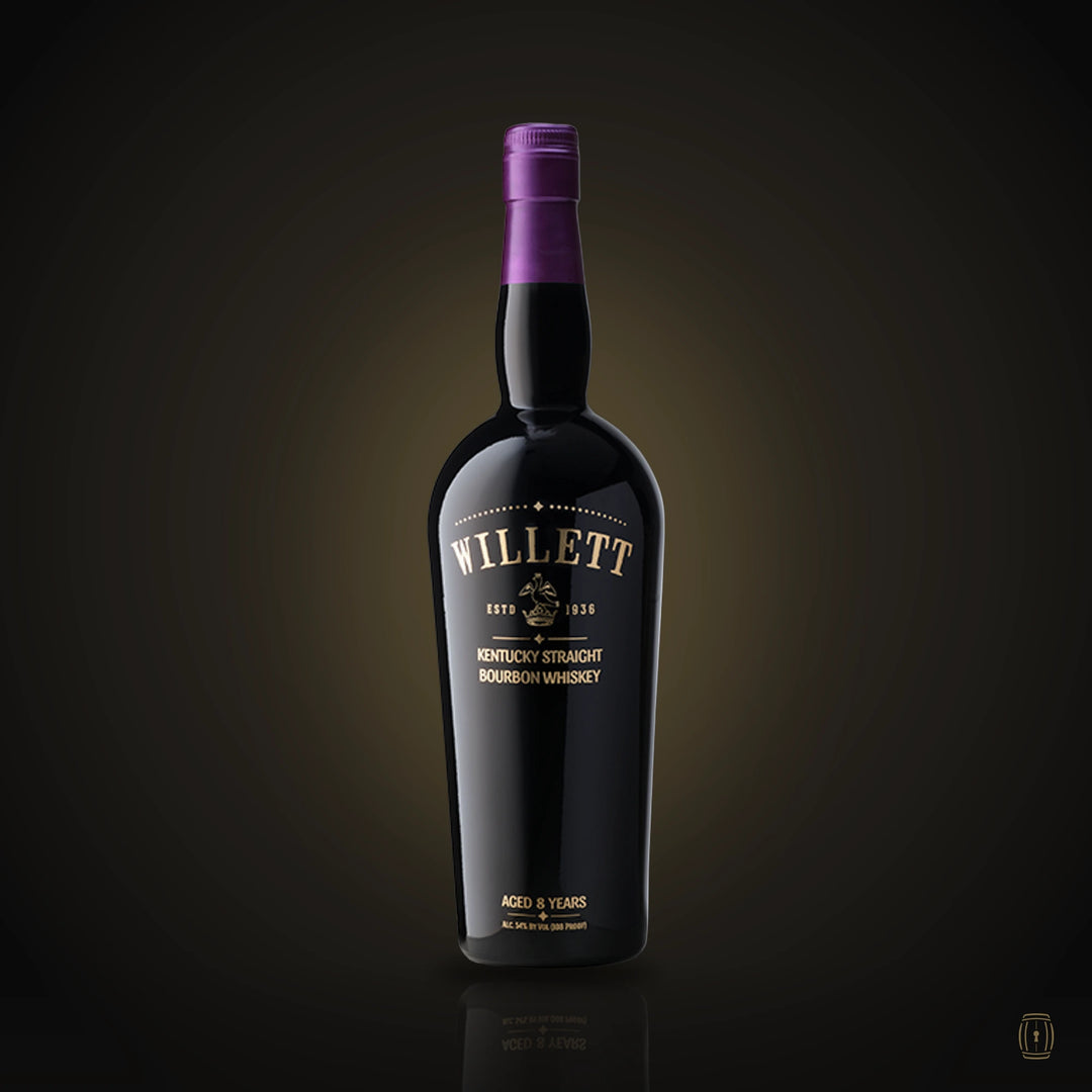 Willett Wheated 8 Year bourbon tall black bottle with purple capsule