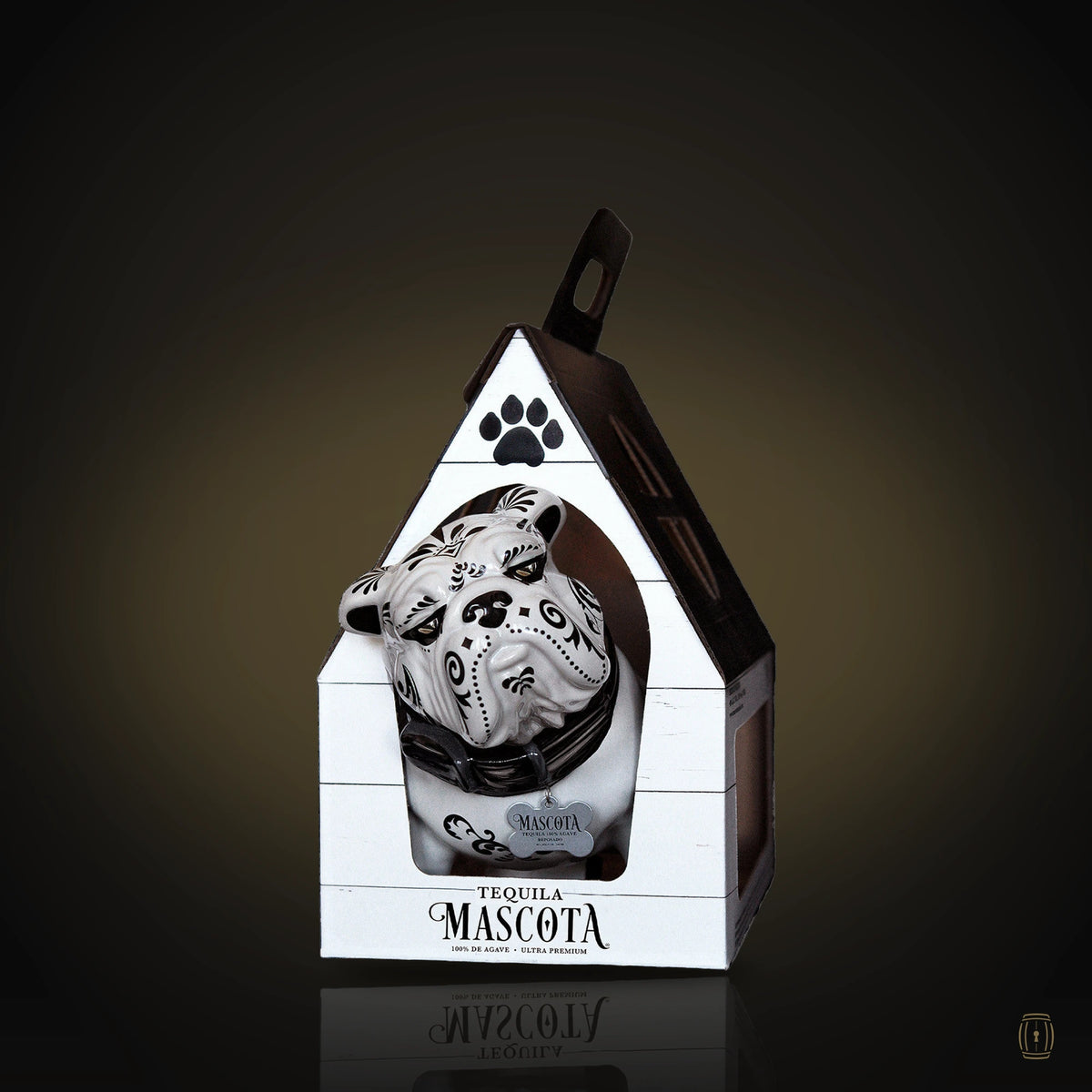 Mascota Reposado tequila white bulldog porcelain decanter