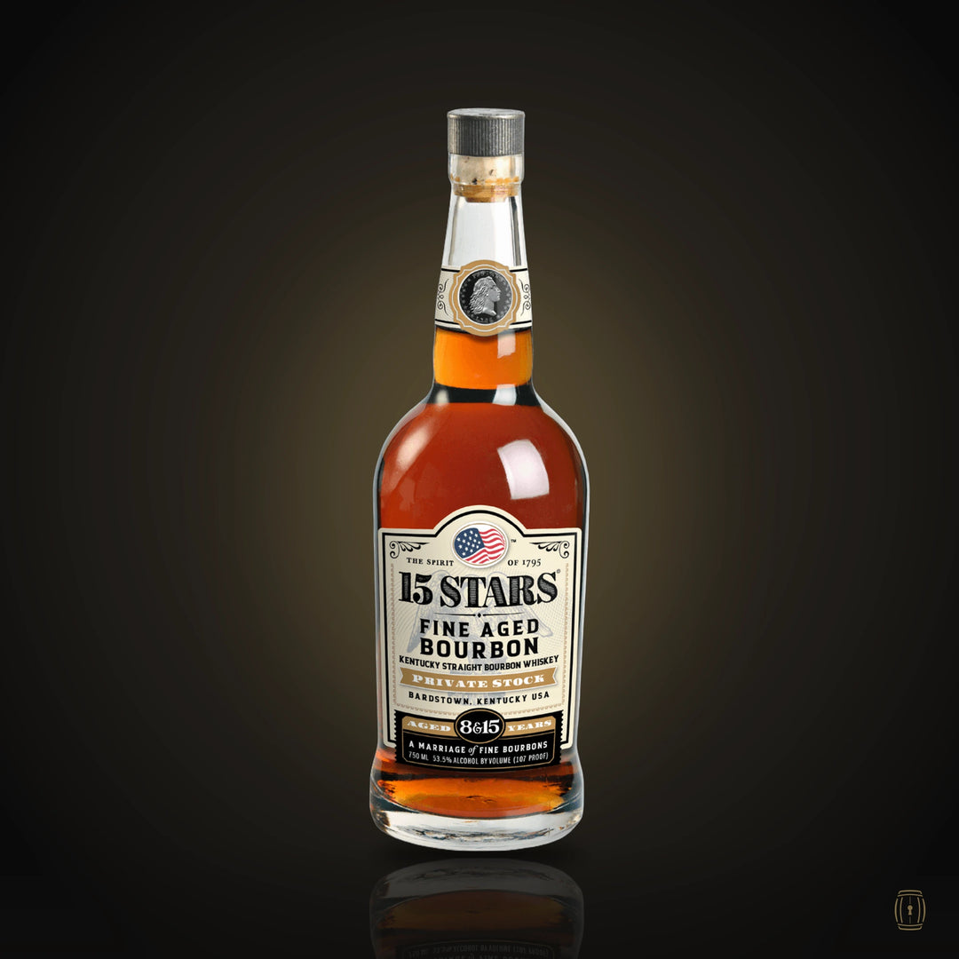 15 Stars Private Stock 8 &amp; 15 year bourbon bottle