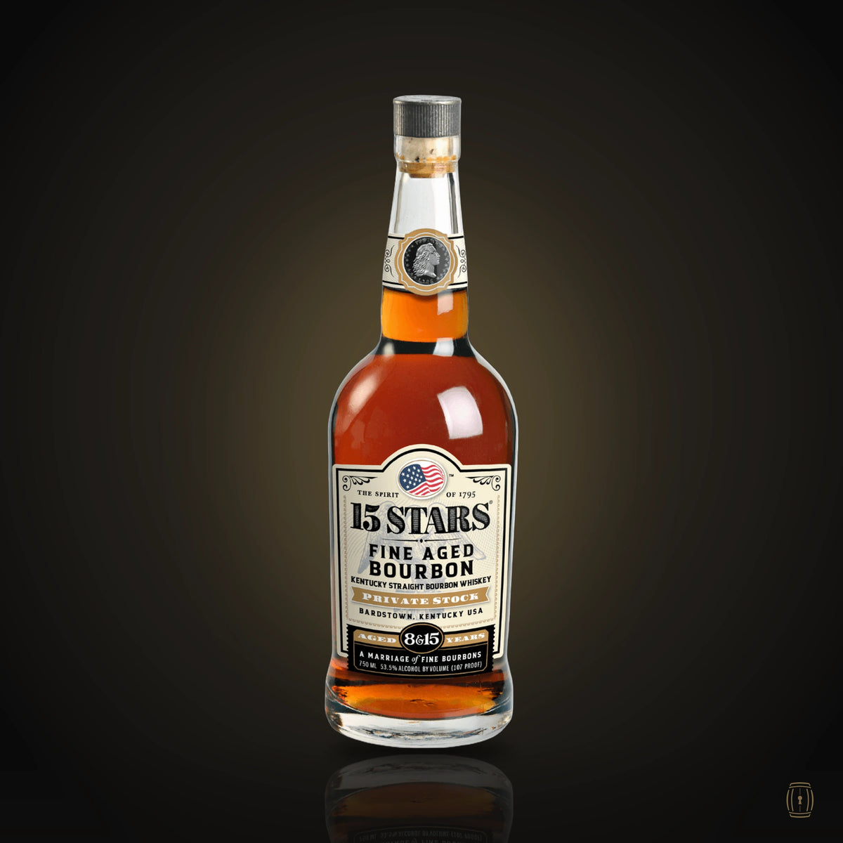15 Stars Private Stock 8 & 15 year bourbon bottle