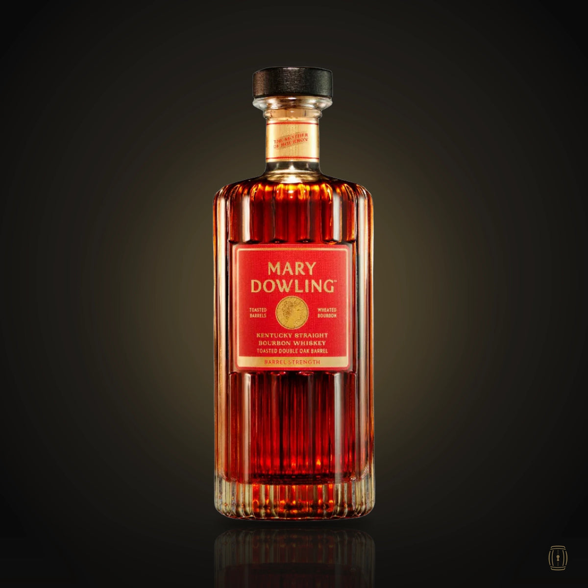 Mary Dowling Toasted Double Oak bourbon bottle with red label