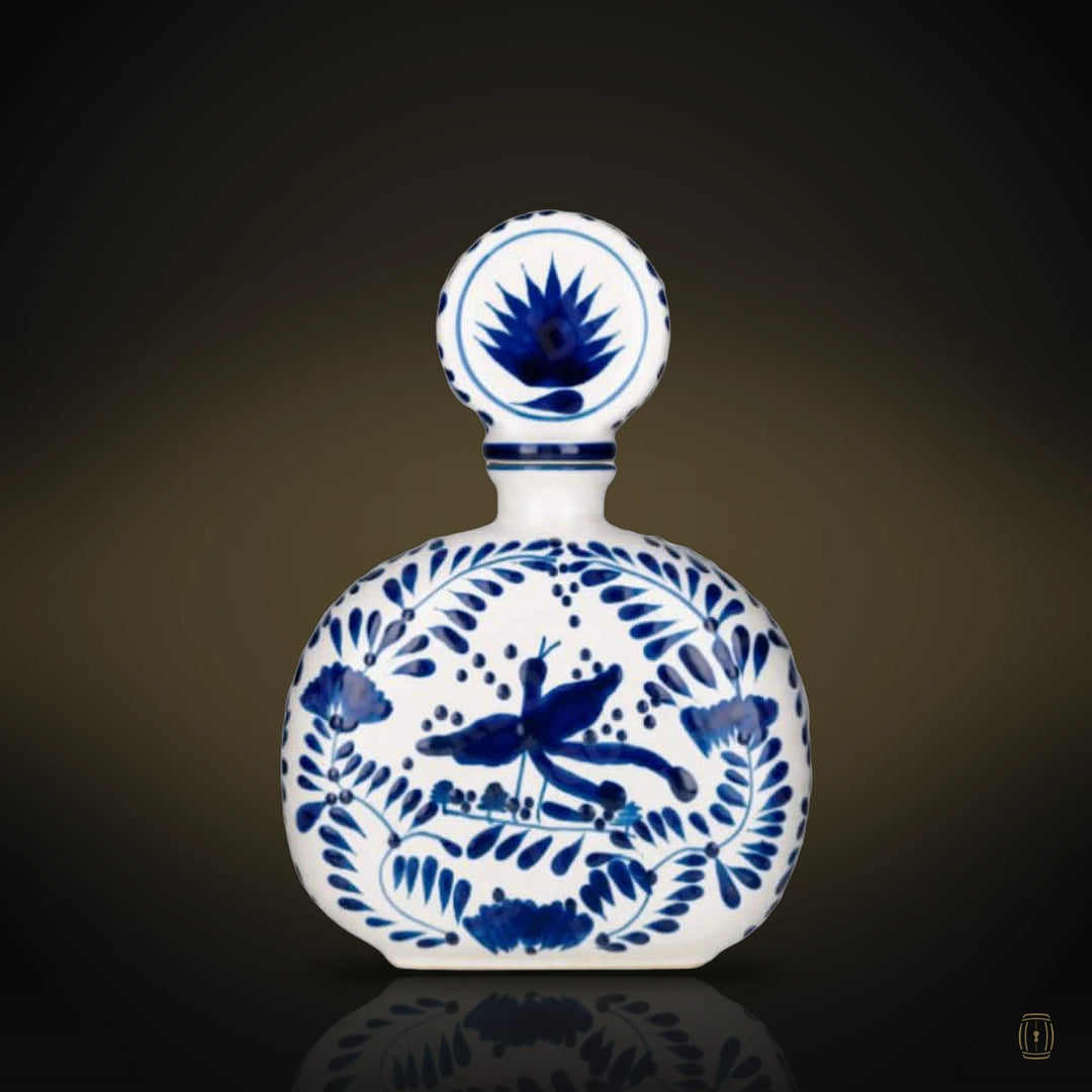 Los Azulejos Talavera Añejo blue hand-painted ceramic decanter