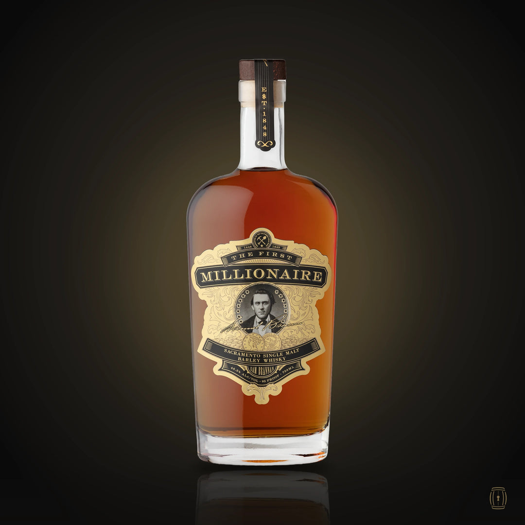 The First Millionaire Sacramento Single Malt whiskey bottle