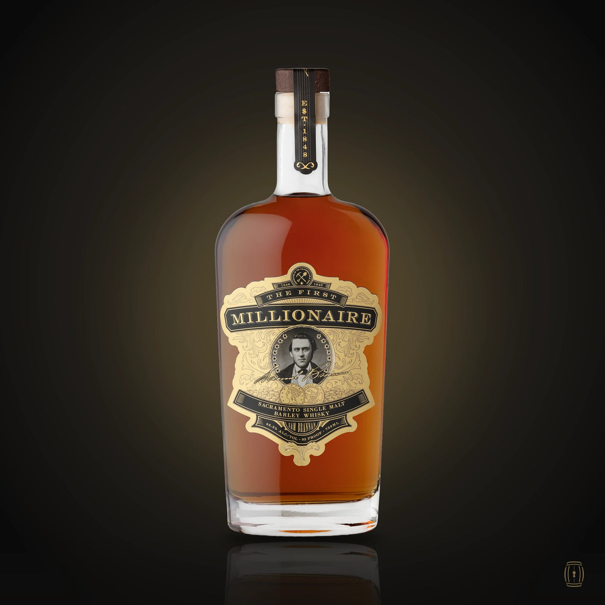 The First Millionaire Sacramento Single Malt whiskey bottle