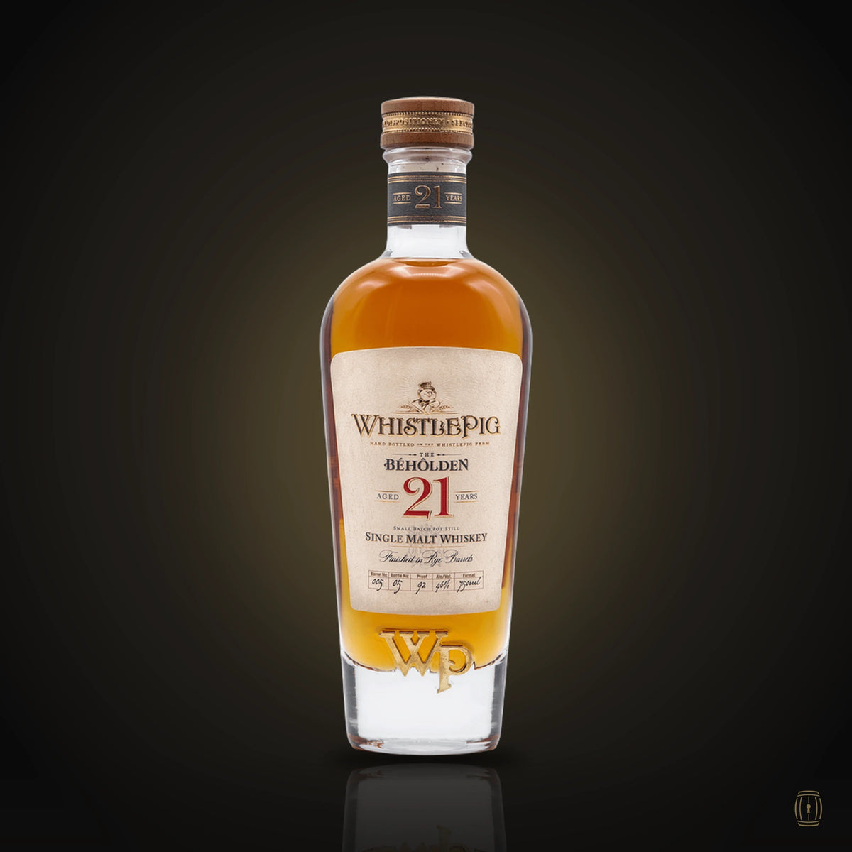 WhistlePig The Béhôlden 21 Year Old single malt whiskey bottle