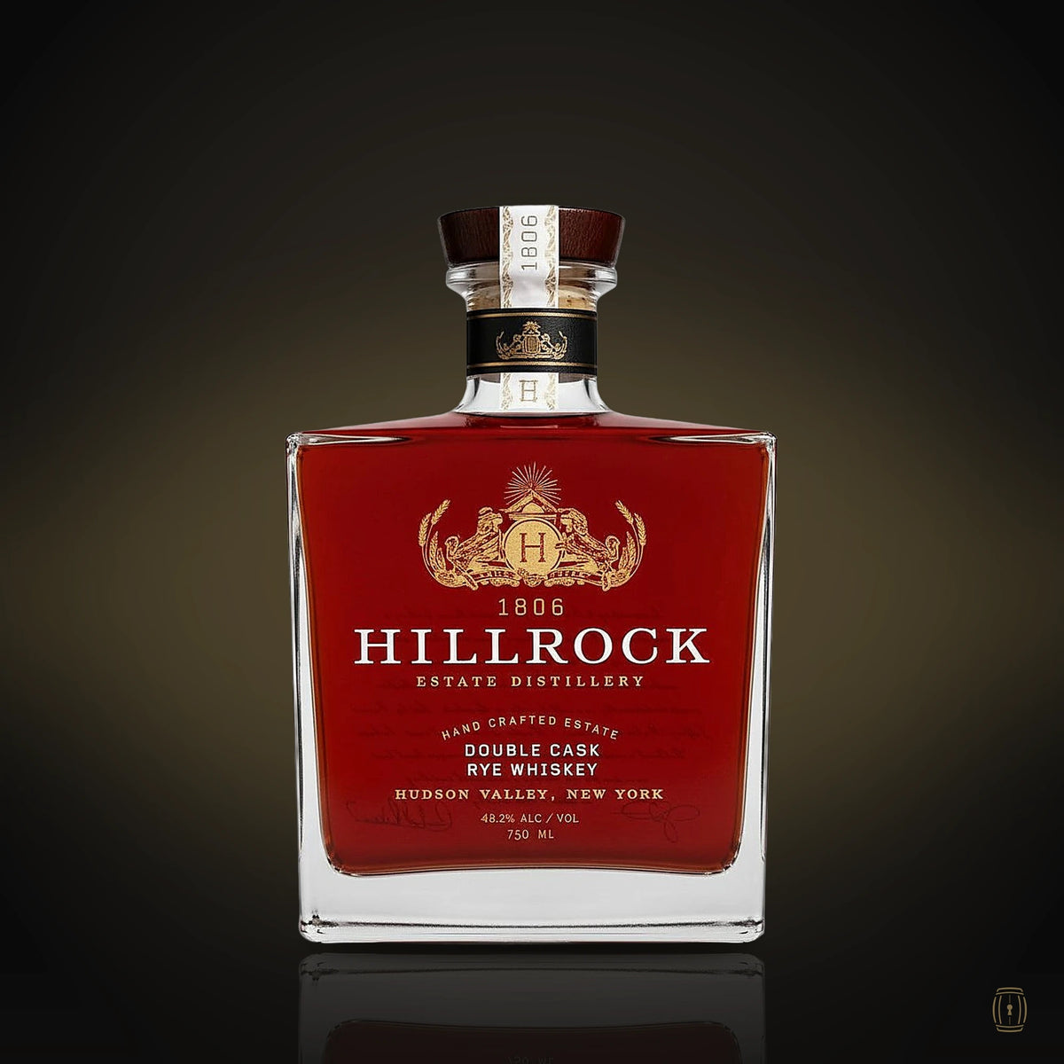 Hillrock Double Cask Rye square decanter