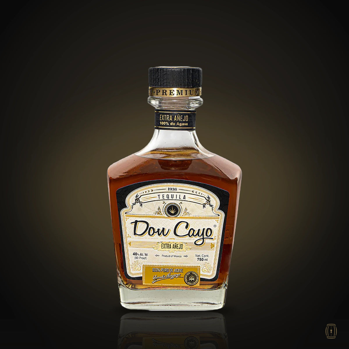 Don Cayo Extra Añejo decanter bottle with cream label