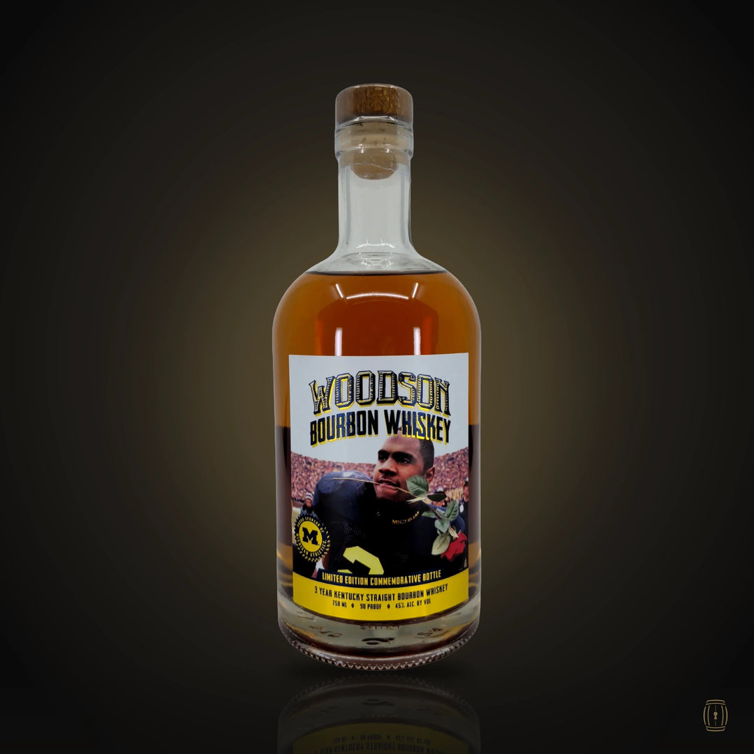Woodson Whiskey *Signed Edition University of Michigan Charles Woodson "Rose In Mouth" Limited Edition Commemorative Bottle 750ml