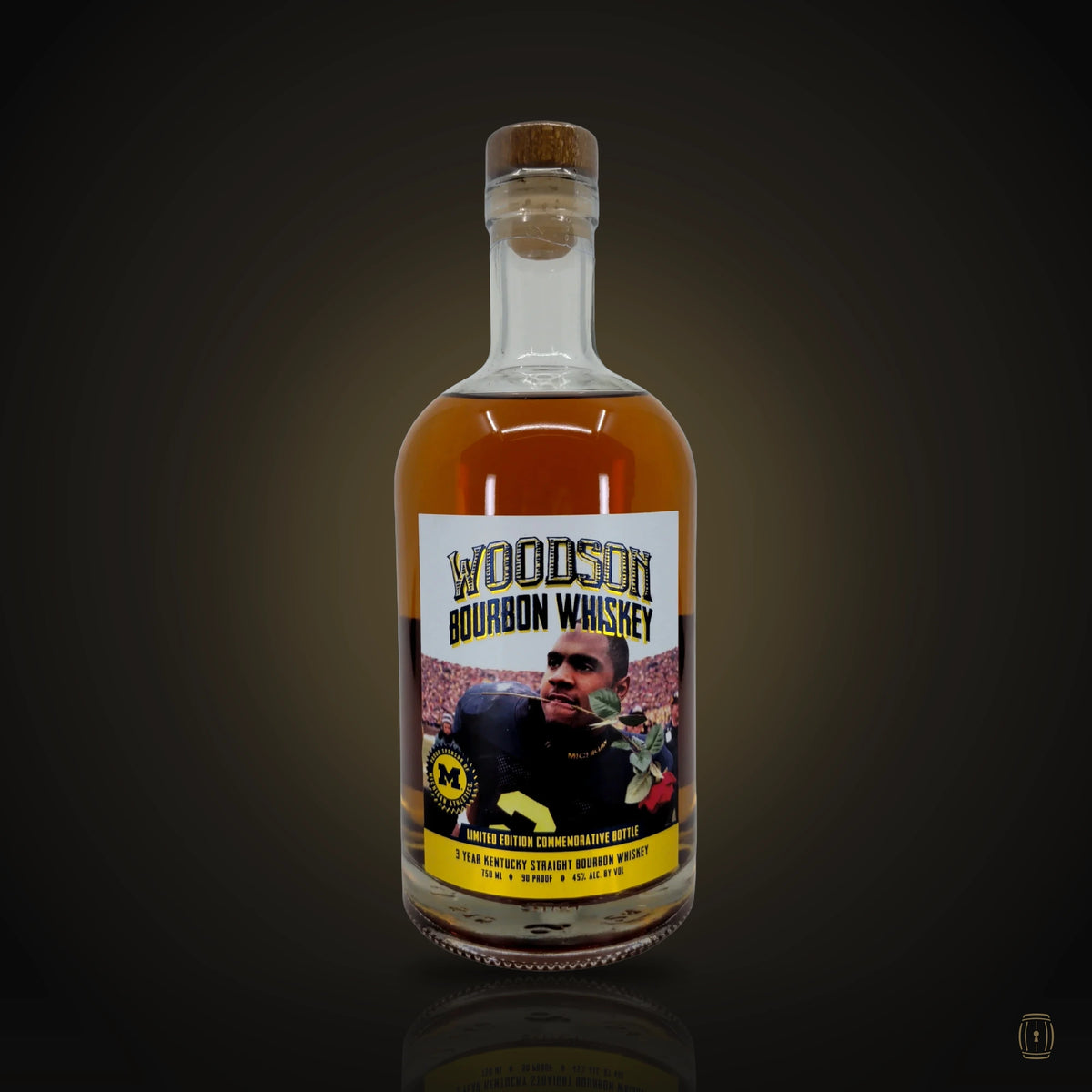 Woodson Whiskey *Signed Edition University of Michigan Charles Woodson "Rose In Mouth" Limited Edition Commemorative Bottle 750ml